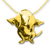 14K Solid Gold Dachshund Angel Large Pendant