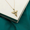 14K Solid Gold Winged Veterinary Caduceus Pendant 