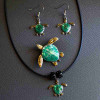 Enamel Green Sea Turtle Earrings