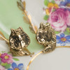 14K Solid Gold Fat Cat Body Post Earrings