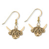 14K Solid Gold Highland Cow Earrings