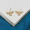 14K Solid Gold Flying Owl Earrings