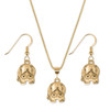 14K Solid Gold Hippo Small Pendant and Earrings Set