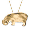 14K Solid Gold Hippo Large Pendant and Earrings Set