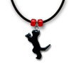 Enamel Black Playful Cat Necklace
