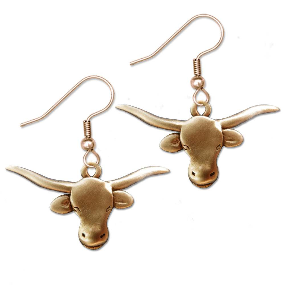 Bronze Texas Longhorn Earrings