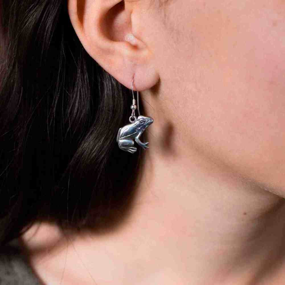 Sterling Silver Frog Earrings - Frog Jewelry