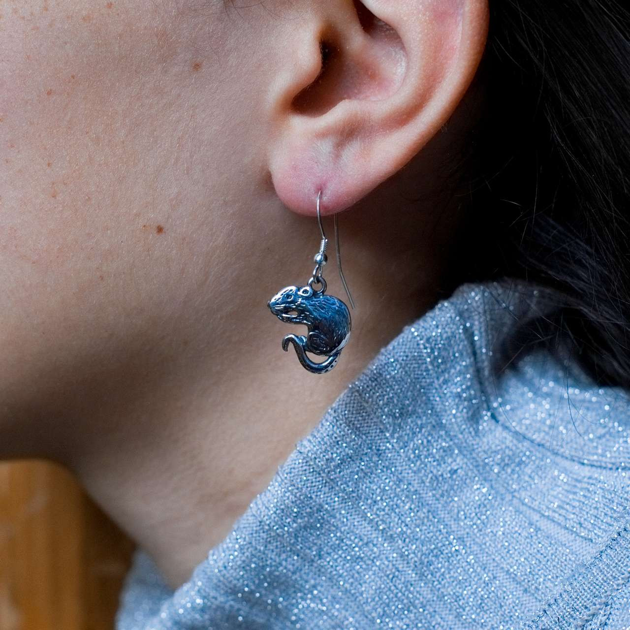 Sterling Silver Rat Earrings - Rat Jewelry