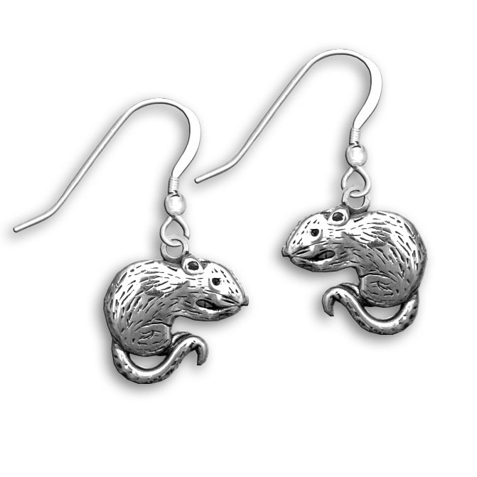 Sterling Silver Rat Earrings - Rat Jewelry