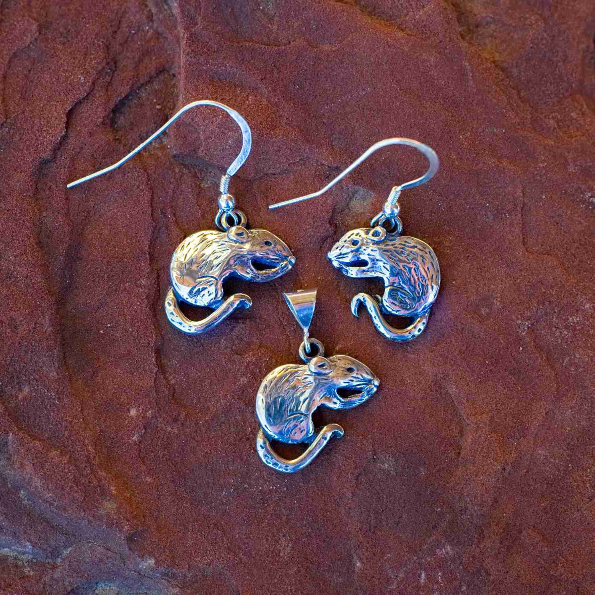 Sterling Silver Rat Earrings - Rat Jewelry