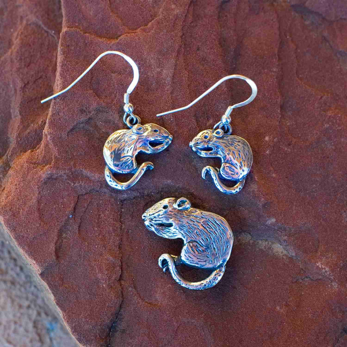 RATS ラッツ TAIL EARRINGS SILVER Sterling Silver Rat Earrings - Rat Jewelry
