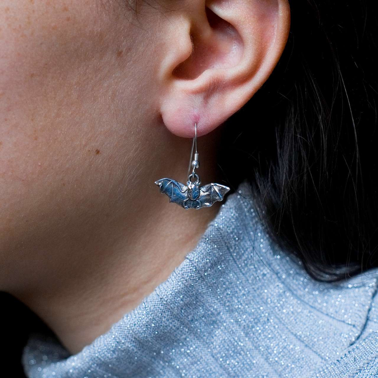 Sterling Silver Bat Earrings - Bat Jewelry
