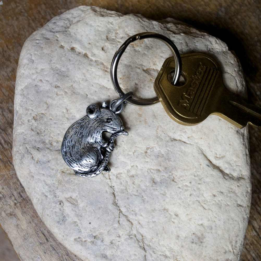 Pewter Mouse Keychain - Animal Key Chains - TheMagicZoo.com