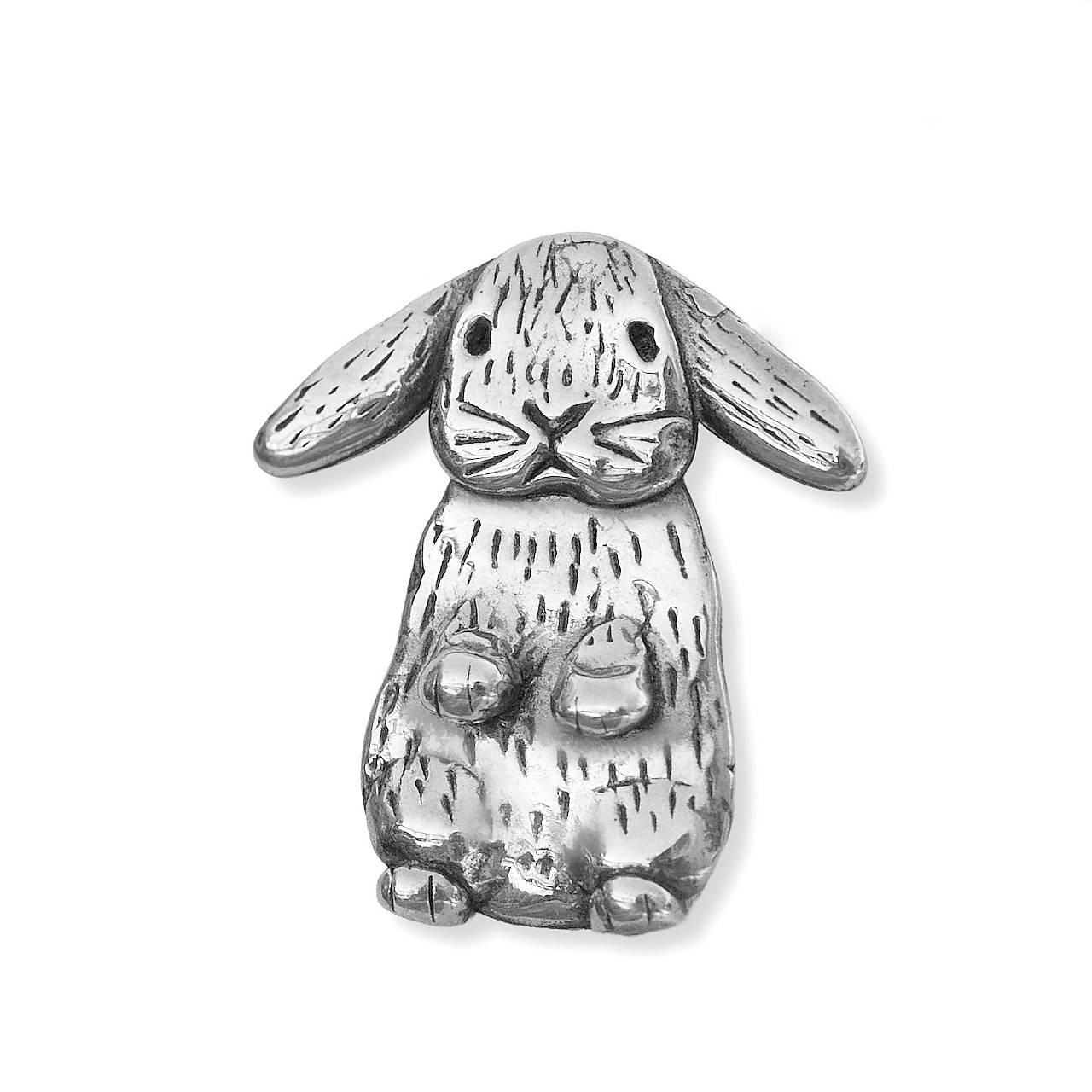Sterling Silver Lop-Eared Rabbit Pin - Lop-Eared Rabbit Silver