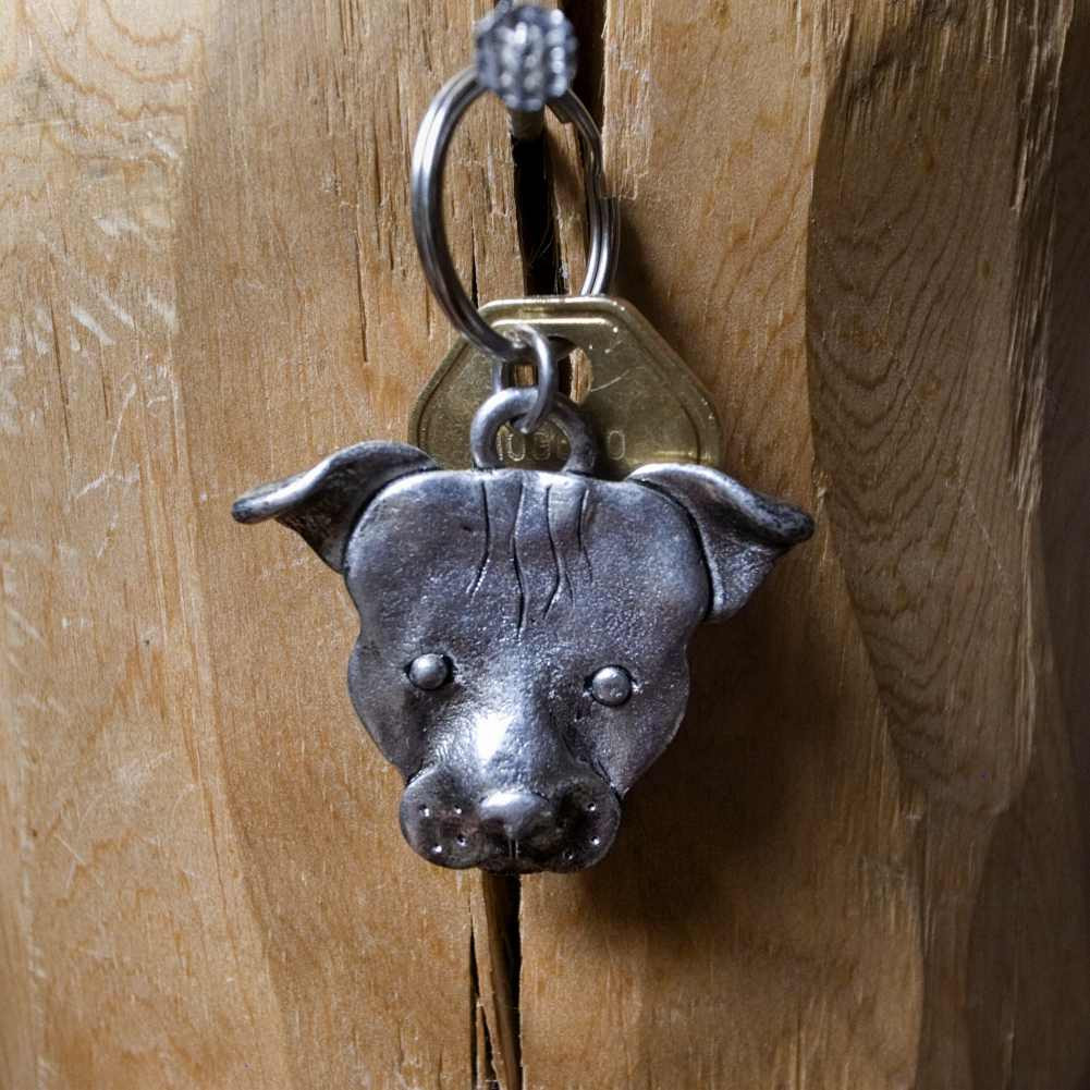 Pit Bull Keychain - Pewter Pit Bull Gift - TheMagicZoo.com