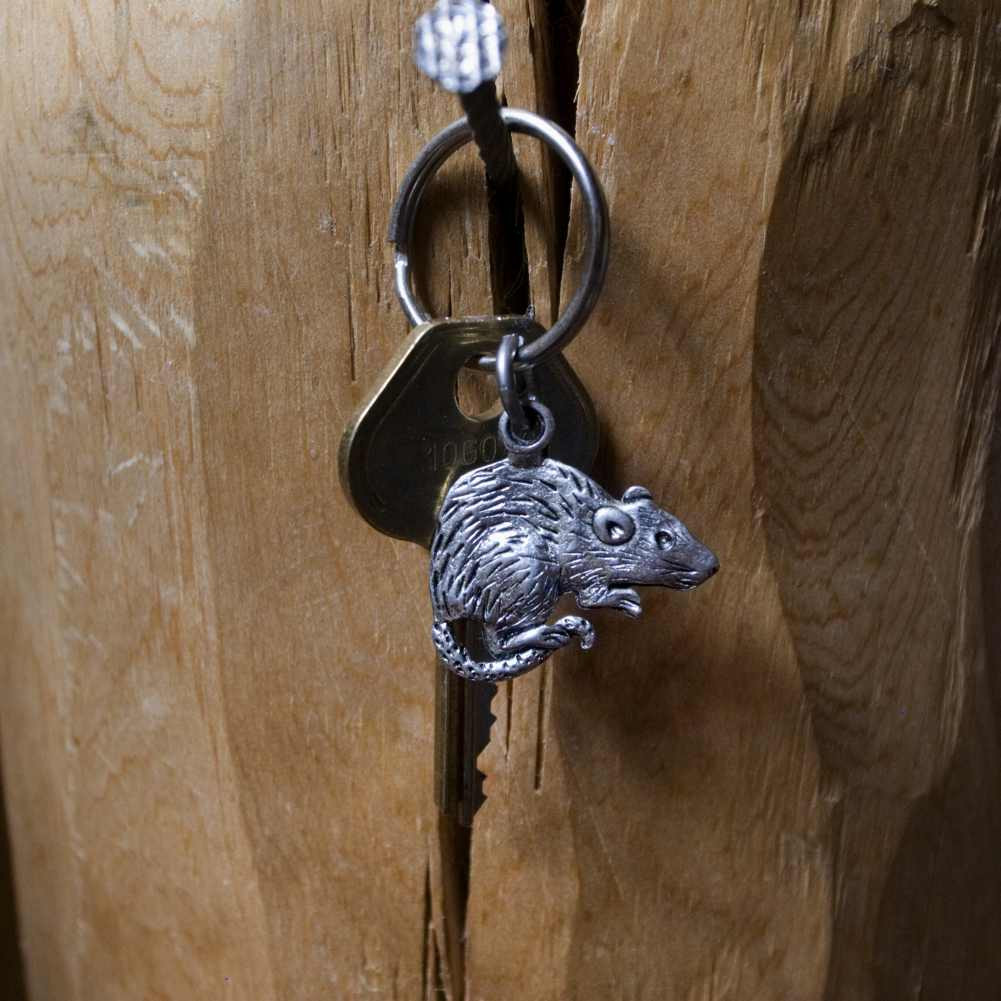 Pewter Rat Keychain - Animal Key Chain - TheMagicZoo.com