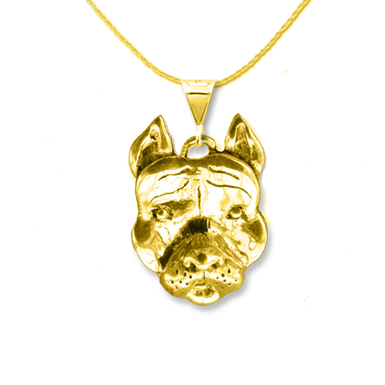 Solid 925 Silver 14k Gold Plated Pitbull Dog Pendant Iced CZ Necklace Hip  Hop | eBay