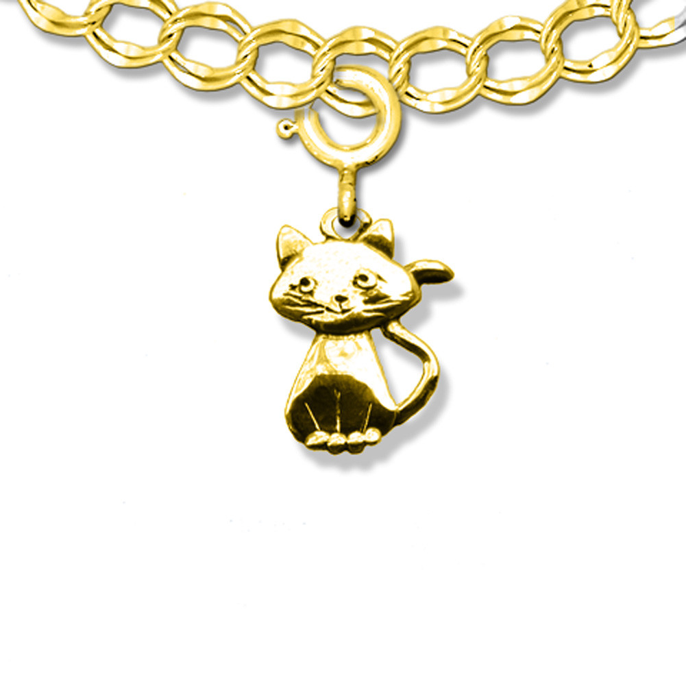 スマイリング・キャット　チャーム 14K Solid Gold Smiling Cat Charm