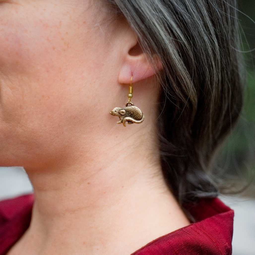 Bronze Dumbo Rat Earrings