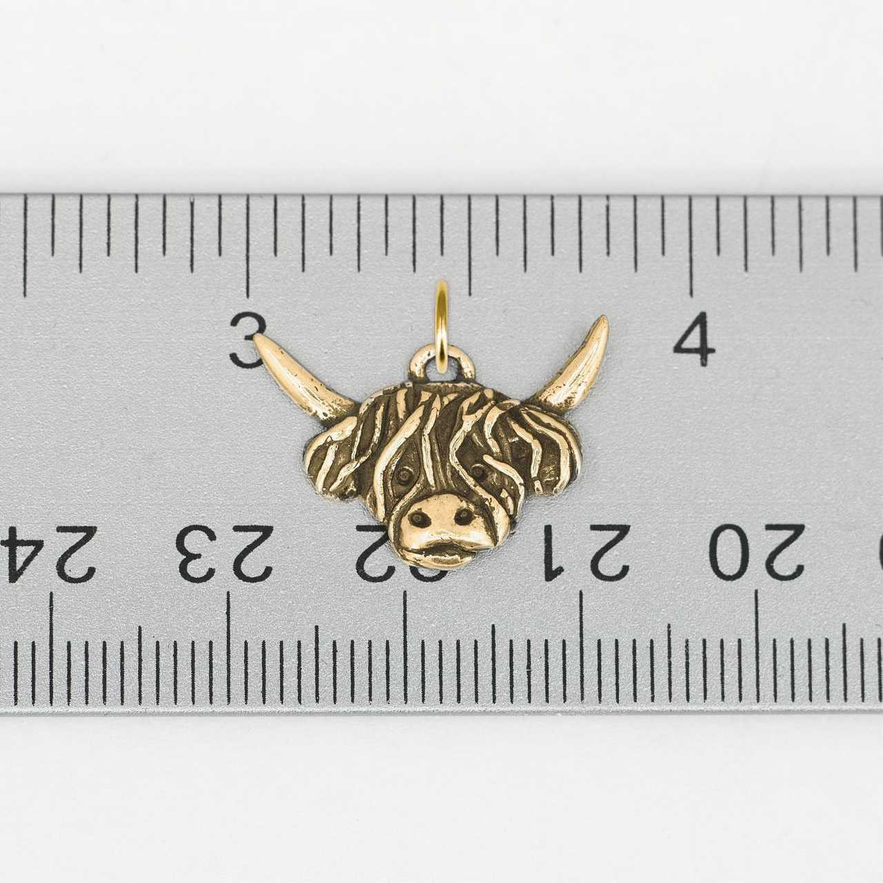 14K Solid Gold Highland Cow Charm