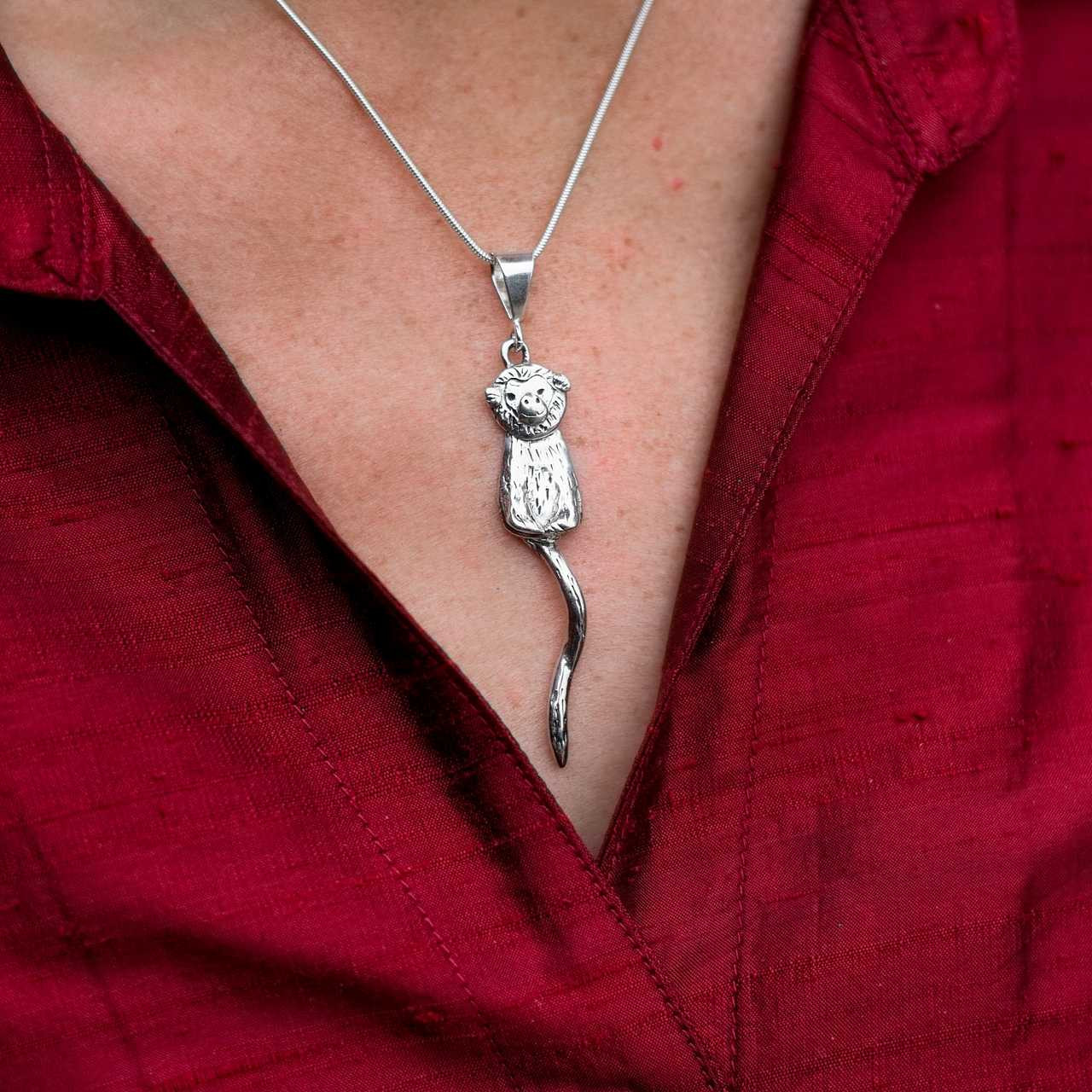 Adorable Silver Funny Monkey Necklace – Lucky Charm Pendant With 18-Inch Chain