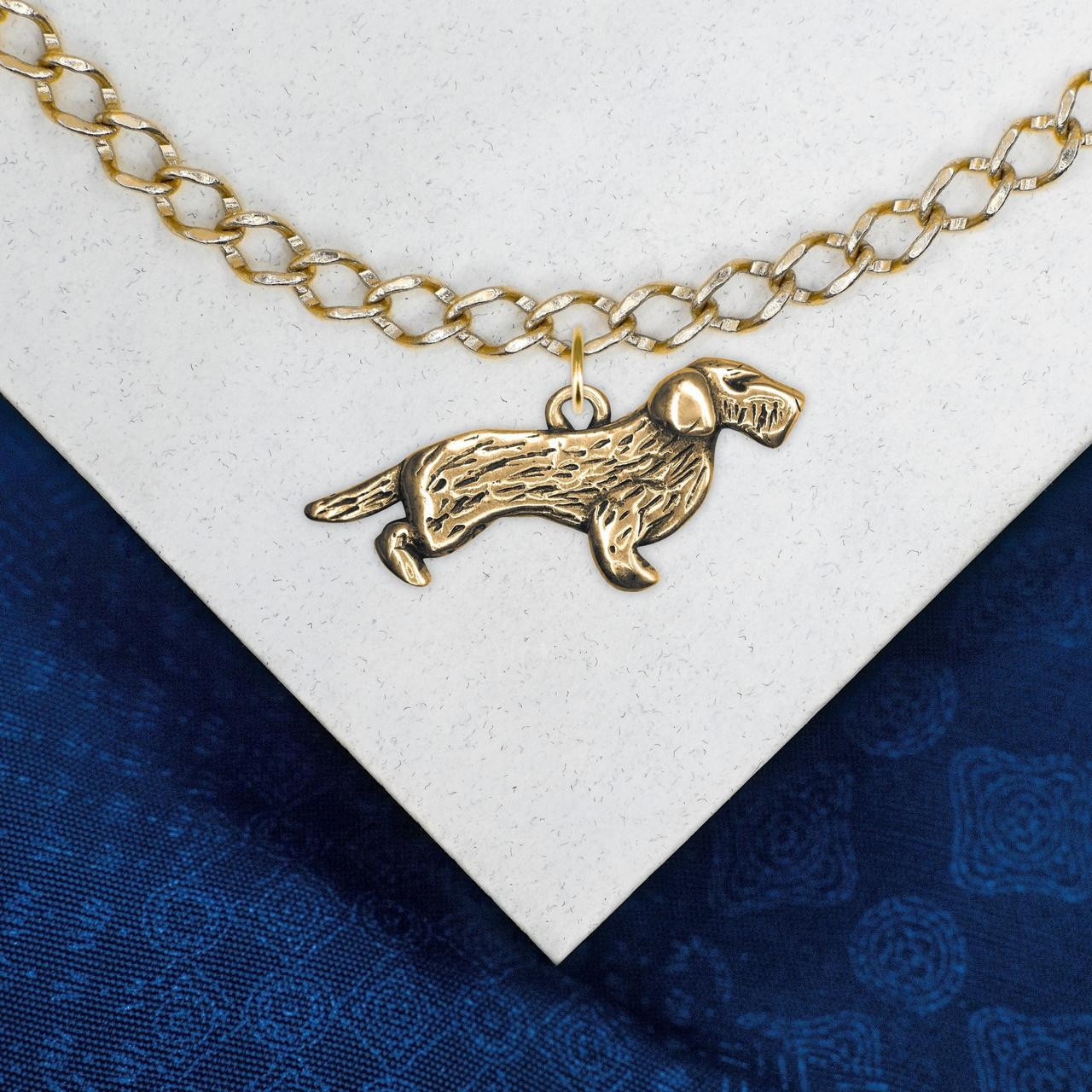 14K Solid Gold Wirehaired Dachshund Charm for Bracelet