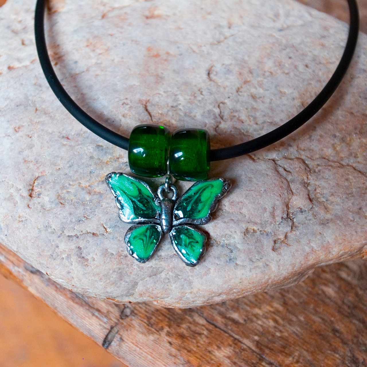 Nicole Barr Designs Green Butterfly Necklace. Sterling Silver SN0528C -  Kingston Fine Jewelry