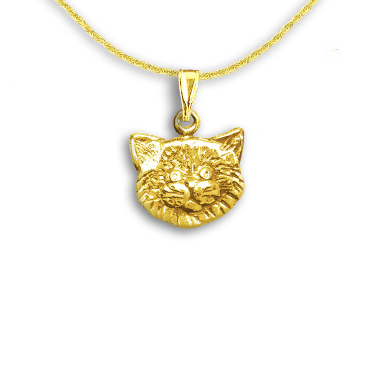 Gold Finish Egyptian Goddess Bastet Tiny Cat Pendant Charm 0.75