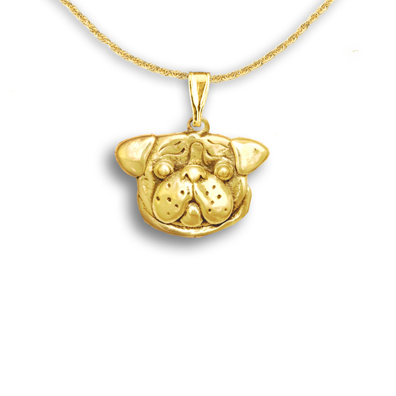 gold pug necklace