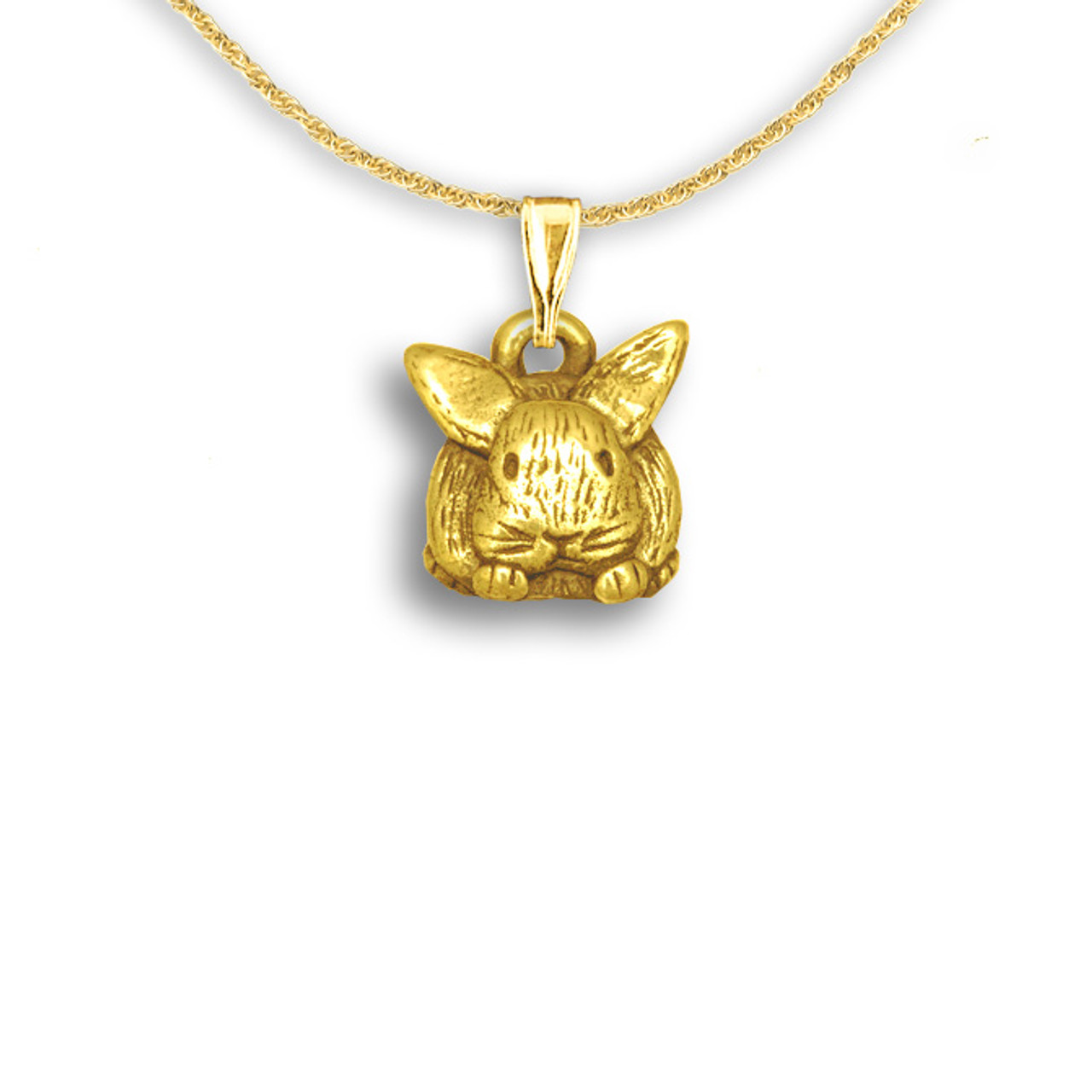 14k Solid Gold Bunny Pendant