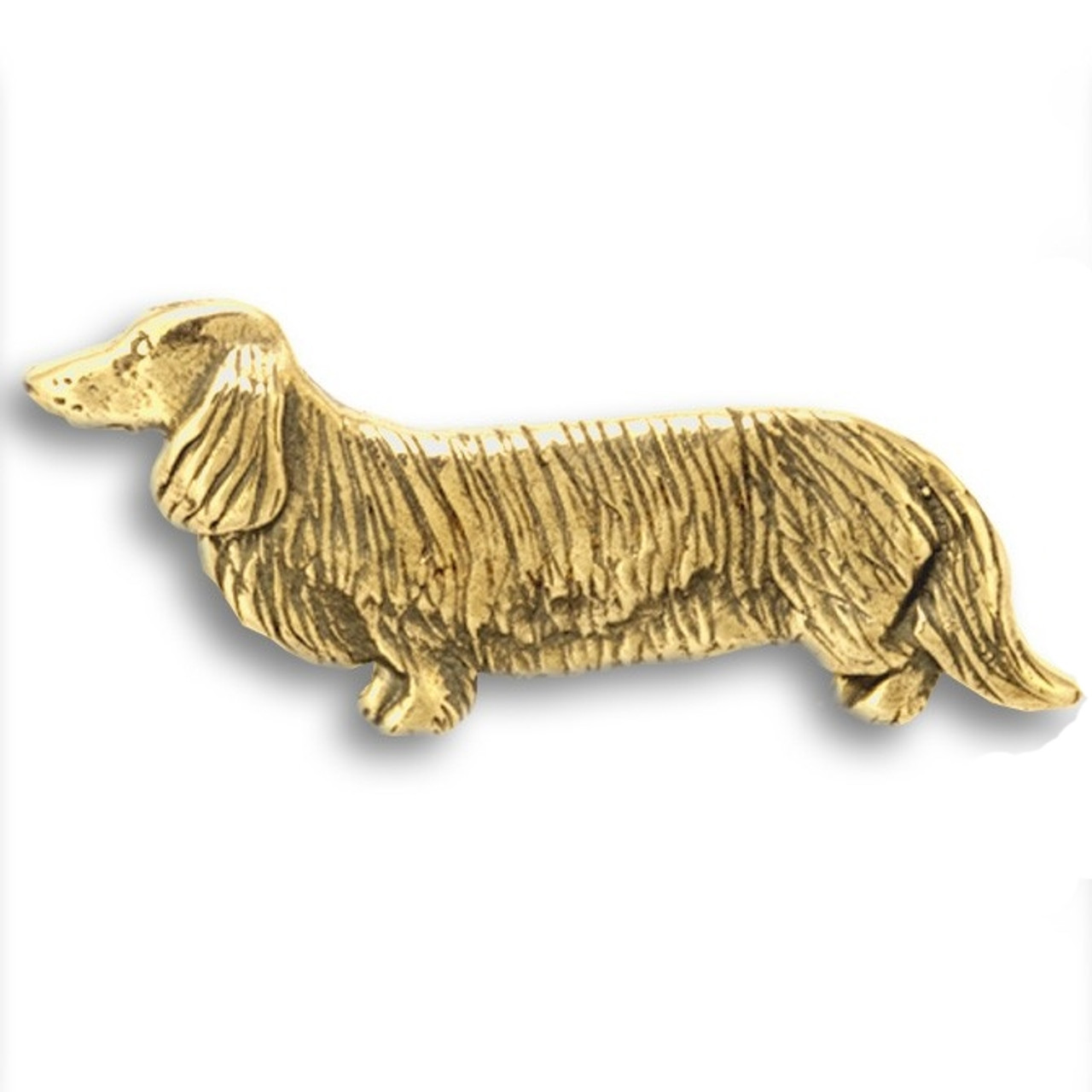 14k Solid Gold Long Haired Dachshund Pin