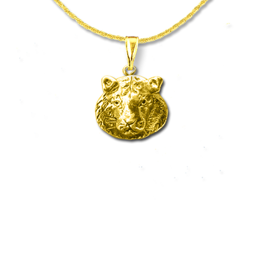 14K Solid Gold Tiger Pendant