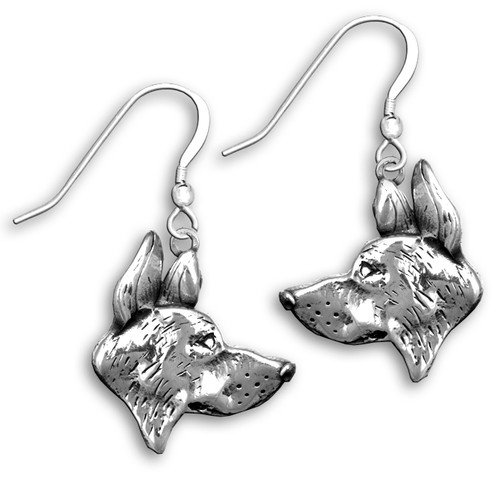 Sterling Silver German Shepherd Dog Earrings