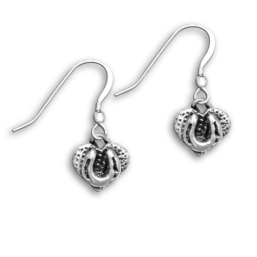 Sterling Silver Horseshoe Heart Earrings