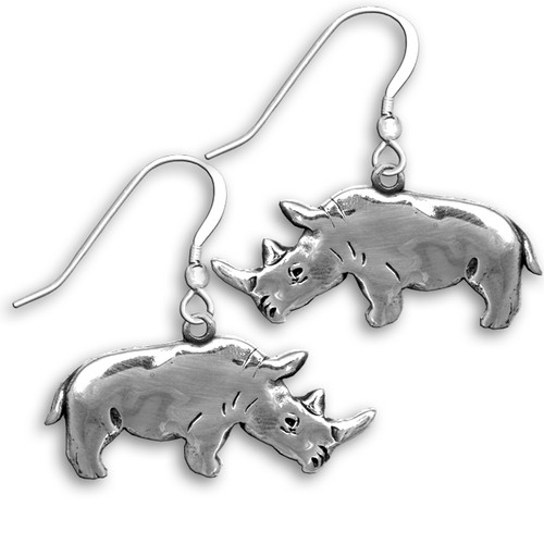 Sterling Silver Rhinoceros Earrings