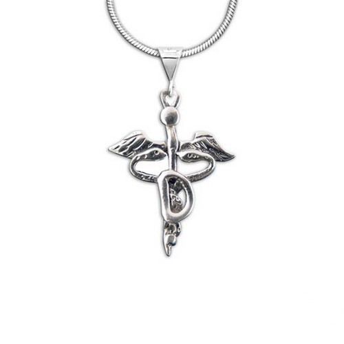 Sterling Silver Dental Caduceus Pendant