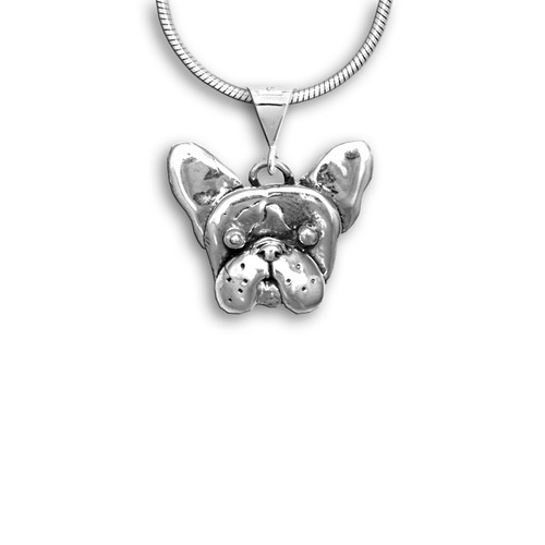 French Bulldog Necklace, body pendant - recycled .925 Sterling Silver