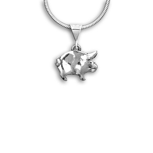 Sterling Silver Pig Pendant