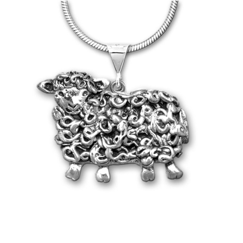 Sterling Silver Sheep Large Pendant