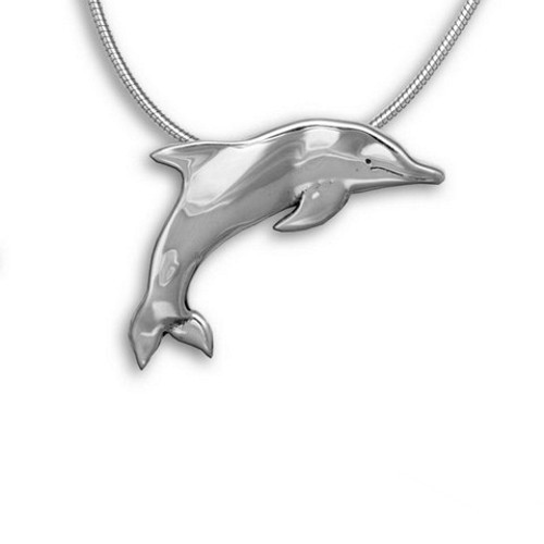 Sterling Silver Dolphin Large Pendant