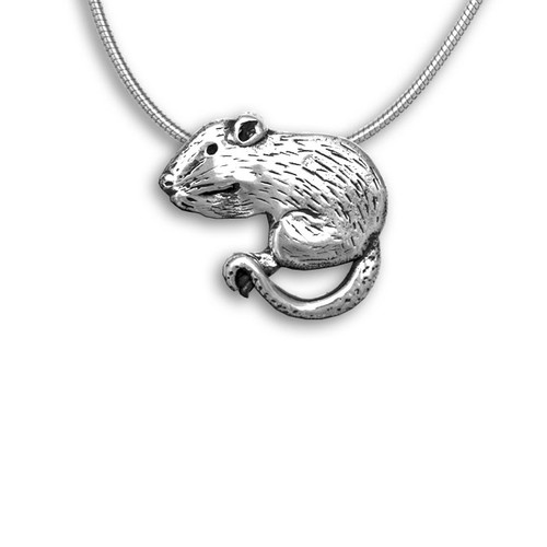 Sterling Silver Rat Small Pendant - Rat Jewelry