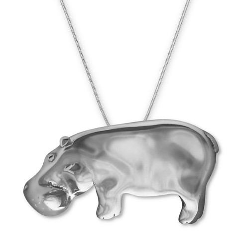 Sterling Silver Hippo Large Pendant