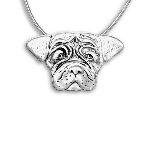 Sterling Silver Bull Mastiff Pin Pendant