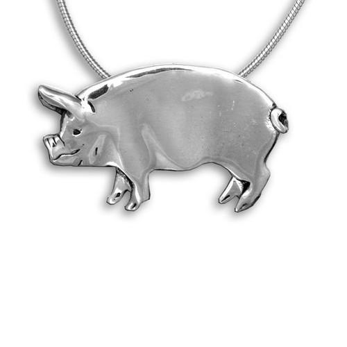 Sterling Silver Pig Pin Pendant