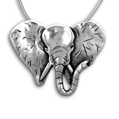 Sterling Silver Elephant Pin Pendant