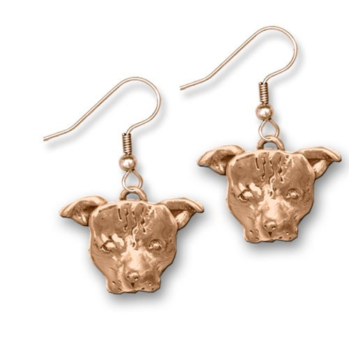 White Pit Bull Terrier Dog Earrings - Novelty Jewelry - Hook Earrings