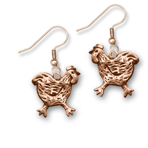 Bronze Chicken Earrings