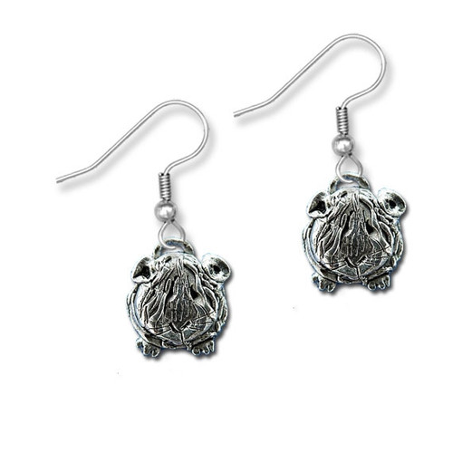 Pewter Long Haired Guinea Pig Earrings