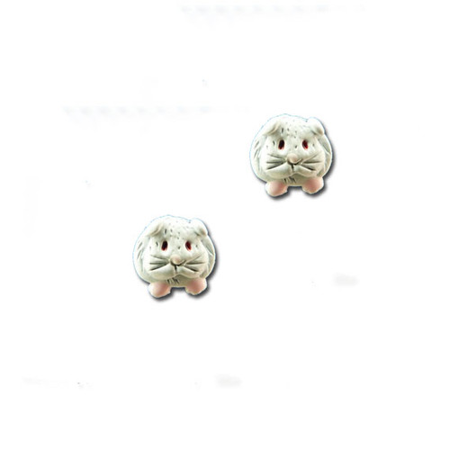 Enamel White Guinea Pig Post Earrings