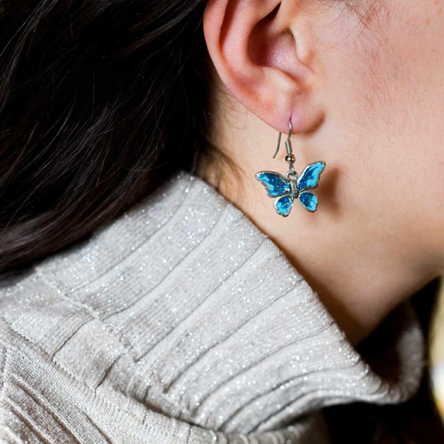 Butterfly Earrings, Blue Earrings, Blue Butterfly Earrings - Etsy UK